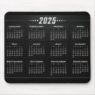 2025 Kalender Stijlvolle Zwart Wit Grote Print Muismat