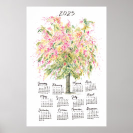 2025 Kalender Tall Waterverf Regenboog Douche Tree Poster