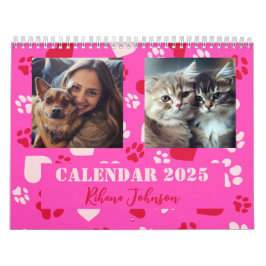  2025 Kalender Twee foto's, Naam, Roze