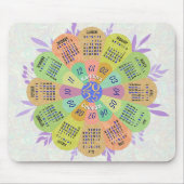 2025 Kalender Unieke Boho Retro Bloem Aangepaste N Muismat (Voorkant)