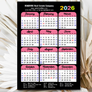 2025 Kalender US Feestdagen Roze Corporate Magneti