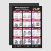 2025 Kalender US Feestdagen Roze Corporate Magneti (Voorkant / Achterkant)