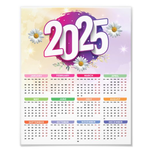 2025 Kalender Waterverf Bloemen Foto Afdruk (Voorkant)