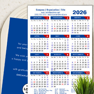2025 Kalender Zakelijk Logo US Patriottisch Blauw  Feestdagenkaart