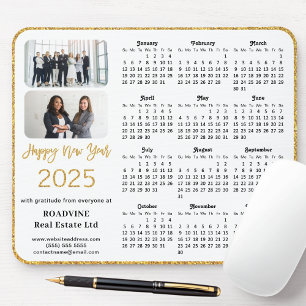 2025 Kalender Zakelijke Foto Elegant Gouden Glitte Muismat