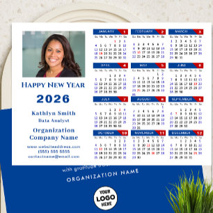 2025 Kalender Zakelijke Logo Foto Eenvoudig Blauw  Feestdagenkaart