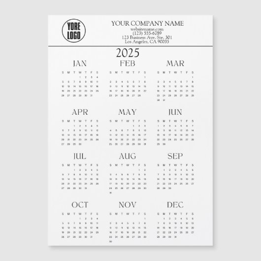 2025 Kalender Zakelijke Logo Tekst | Willekeurige  (Voorkant)