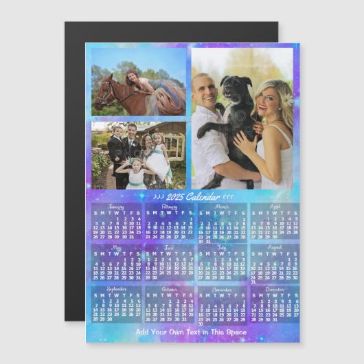 2025 Kalenderjaar Boho Waterverf 3 Aangepaste foto Magnetische Uitnodiging (Voorkant / Achterkant)