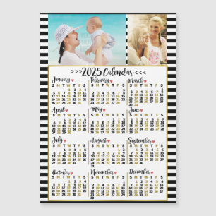 2025 Kalenderjaar Stripes   Aangepaste foto's magn