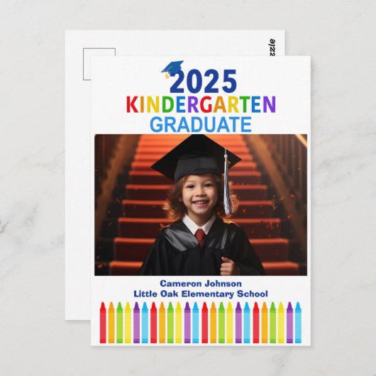 2025 Kindergarten Afstuderen Foto Custom Afstudere Briefkaart (Voorkant / Achterkant)