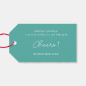 2025 Kleurblokken Modern Nieuwjaar 4 Fotocollage Cadeaulabel (Achterkant Horizontaal)