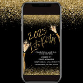 2025 Lets Party Black Gold nouvel an Invitation