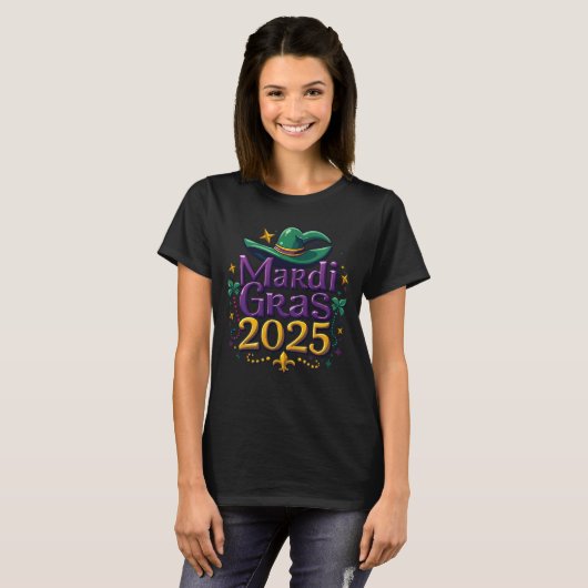 2025 Mardi Gras: New Orleans, New Vibes T-shirt (Voorkant volledig)