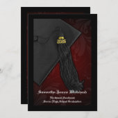 2025 Maroon Red Tassel Charm Afstuderen Kaart (Voorkant / Achterkant)