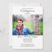 2025 Masculine Greyscale 2 Foto Afstuderen Kaart (Achterkant)