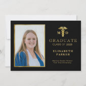 2025 Medische school MD gouden foto afstuderen Aankondiging (Voorkant)