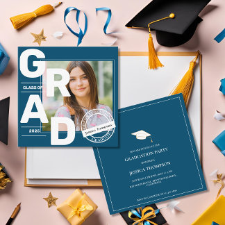 2025 Mini photo Blue Graduation Invitation