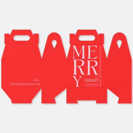 2025 Modern Merry and Bright Red Pink Christmas Bedankdoosjes (Ongevouwen)
