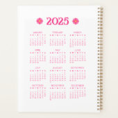 2025 Modern Roze Geel Sinaasappel Bloemen Monogram Planner (Achterkant)