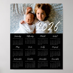2025 moderne familiefoto Zwarte kalender Poster