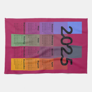 2025 Moderne Geometrische kalender Theedoek