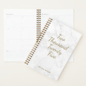 2025 Moderne Grijs Wit Marmer Gepersonaliseerde Pl Planner (Display)