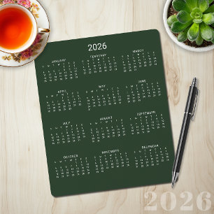 2025 Moderne Minimalistische Groene Boskalender Muismat