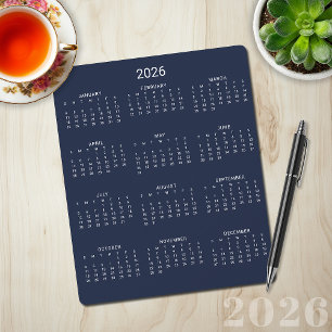 2025 Moderne minimalistische marine blauwe kalende Muismat
