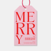 2025 Moderne vrolijke en felrode roze kerst Cadeaulabel (Voorkant)