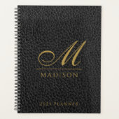 2025 Monogrammé Elegant Gold Black Modern Planner (Devant)