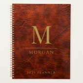 2025 Monogrammé Elegant Gold Brown Moderne Planner (Devant)