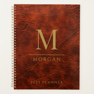 2025 Monogrammé Elegant Gold Brown Moderne Planner