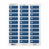 2025 Navy Blue Afstuderen Retouradres Etiket (Full Sheet)