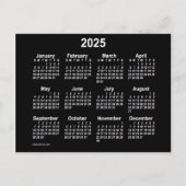 2025 Neon White Mini Kalender van Janz Briefkaart (Voorkant)