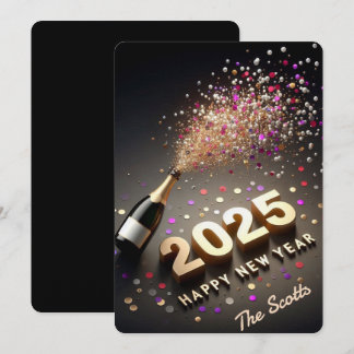 2025 Nieuwjaar Goud & Zwart Feestdagenkaart