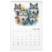 2025 Noord-Amerikaanse Waterverf Wolf Kalender (Jan 2026)