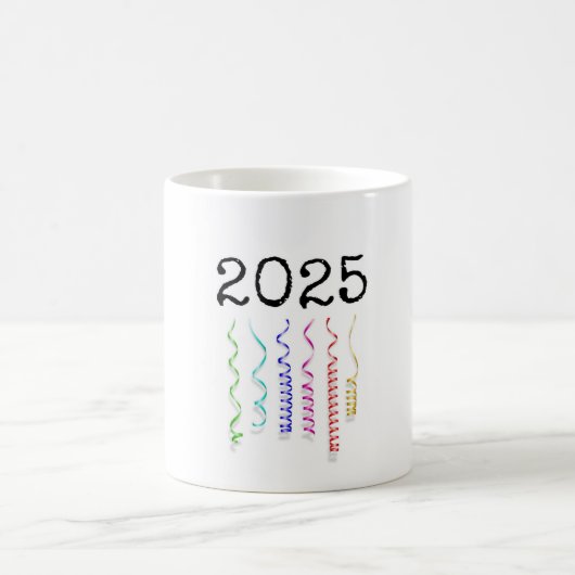 2025, Nouvel An, Mug de café avec Streamers (Centre)