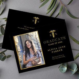 2025 Nursing School afstuderen gouden sierlijke fo Aankondiging