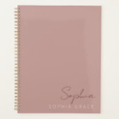2025 Persoonlijke Moderne Script Stof Roze Planner (Voorkant)