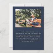 2025 Photo Arch Classic Navy Blauw Goud Afstuderen Aankondiging (Achterkant)