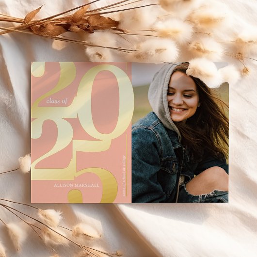 2025 Photo Peach Coral Graduation Faire-part