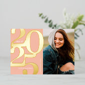 2025 Photo Peach Coral Graduation Faire-part (Debout devant)