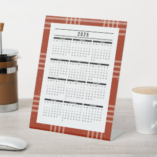 2025 Plaid Stand-up Kalender – Year-at-a-Glance Reclamebord Met Voetstuk