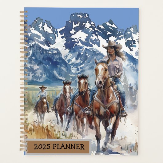 2025 Planner met een cowgirl western thema. (Voorkant)