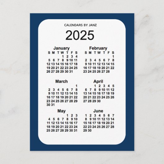 2025 Politiedoos blauw 6 maanden Mini Kalender doo Briefkaart (Voorkant)