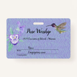 2025 Pure Worship water-colored hummingbird Badge