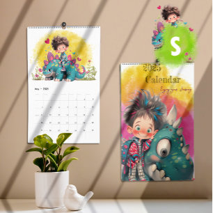 2025 Quirky Boy & Dinosaur Cartoon Kalender