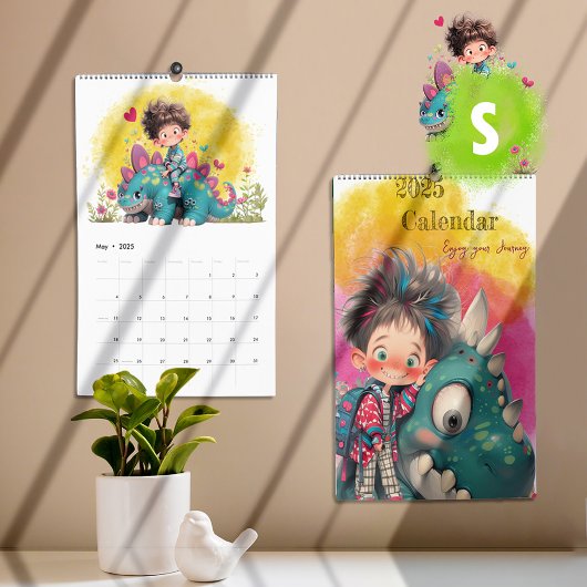 2025 Quirky Boy & Dinosaur Cartoon Kalender