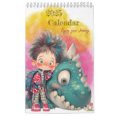 2025 Quirky Boy & Dinosaur Cartoon Kalender (Hoes)