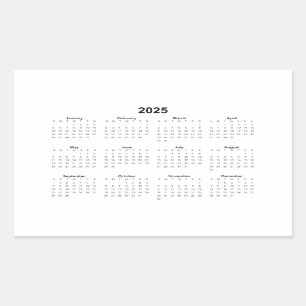 2025 Rechthoekige maandkalender Sticker